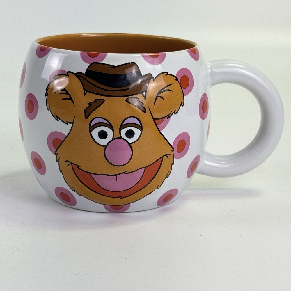 Disney Store Fozzie Bear Coffee Mug Muppets Polka Dot Banana Ceramic